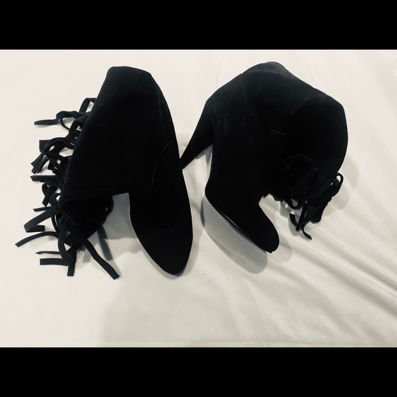 NYLA dark brown fringed boots size 7 - Picture 2 of 4